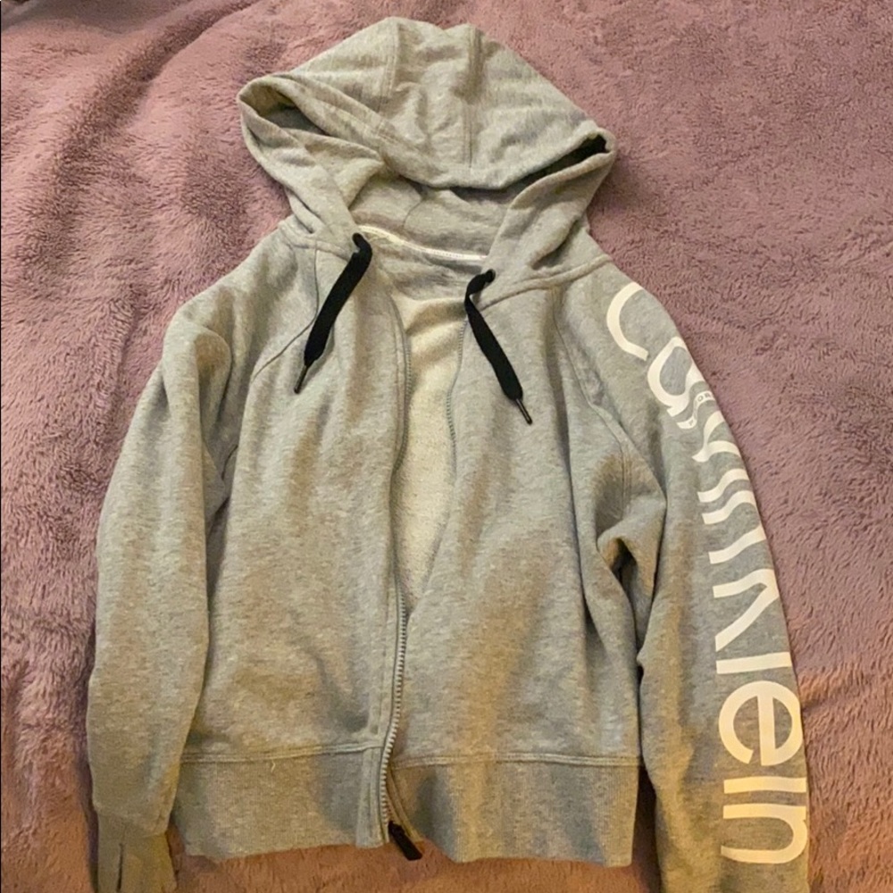 Calvin Klein grey zip up sweatshirt small